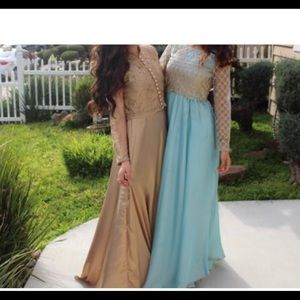 Gold Pakistani gown maxi